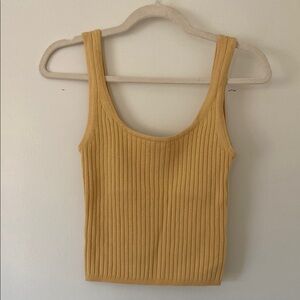 Aritzia Wilfred Yellow Sleeveless Ribbed Sweater Tank Top